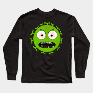 Angry green virus with fierce eyes Long Sleeve T-Shirt